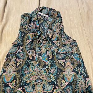 Loft printed blouse.  Tie neck.  Sleeveless.  Size M
